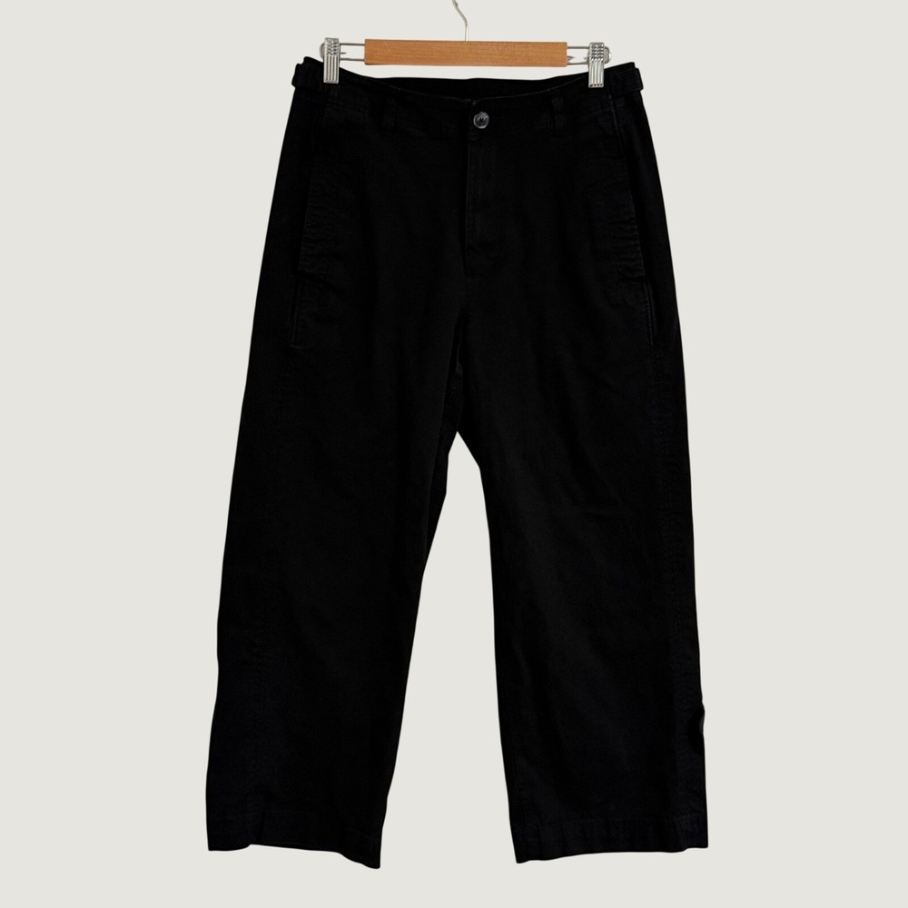Old Navy Chino Pants Womens 12 Black Wide Leg High Rise Cropped Casual Trousers